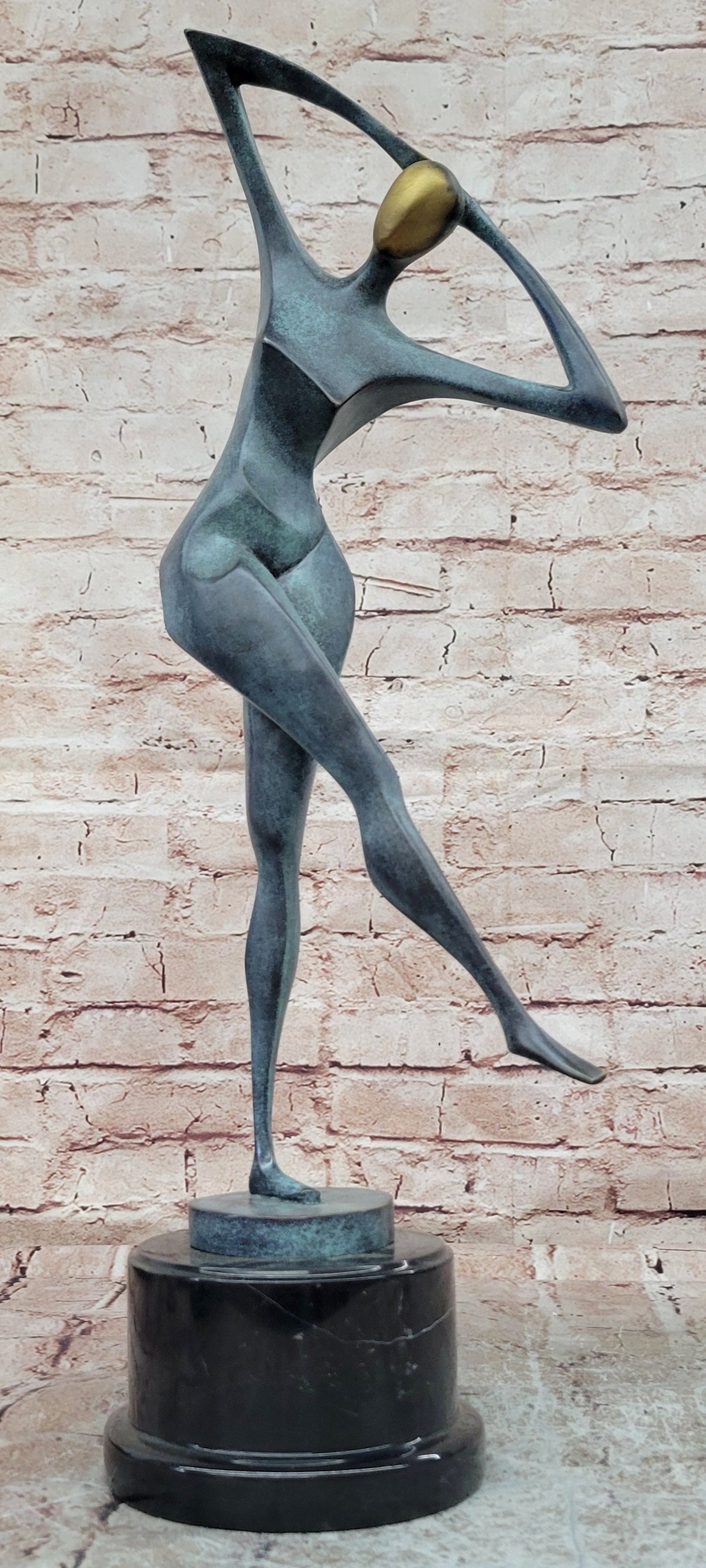 Modern Abstract Female Dancer Statue Bronze Figurative Art