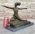 Art Deco Bronze Sculpture Amazon Warrior Nude with Spear (1925) by Marcel Bouraine