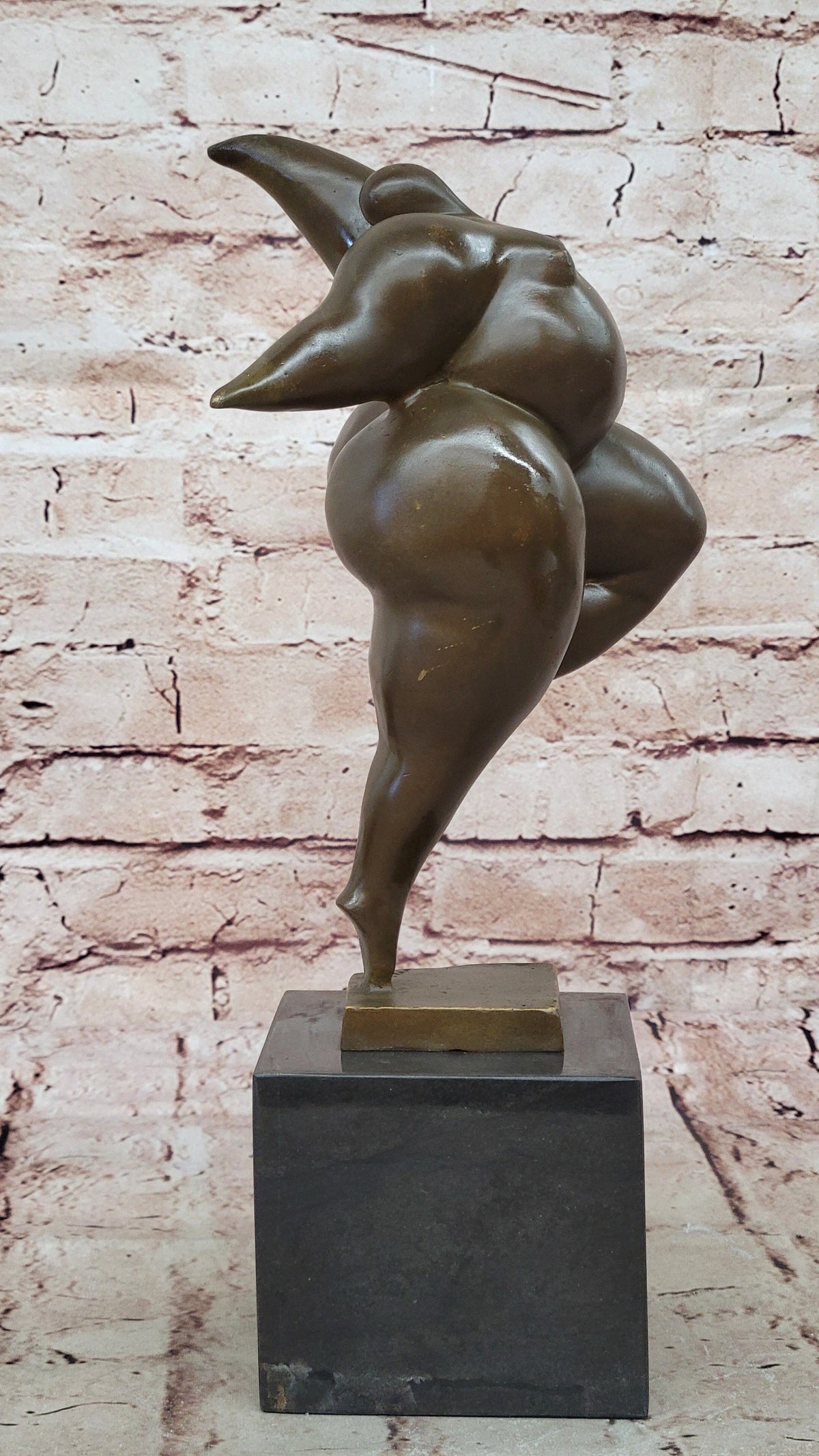 Abstract Bronze Female Acrobat Sculpture One-Leg Balance