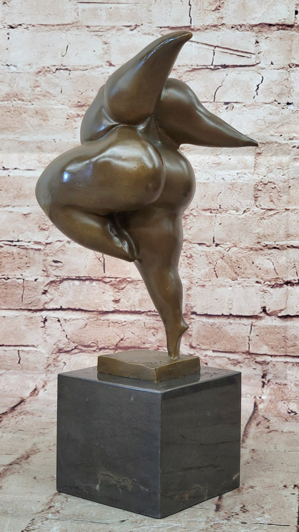 Abstract Bronze Female Acrobat Sculpture One-Leg Balance