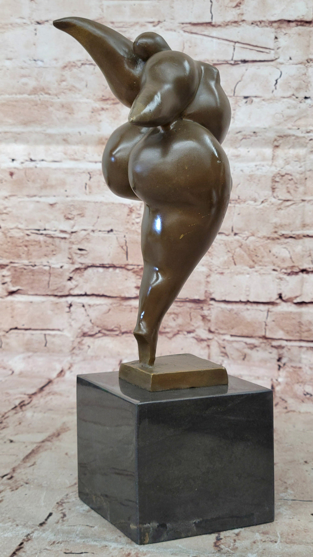 Abstract Bronze Female Acrobat Sculpture One-Leg Balance