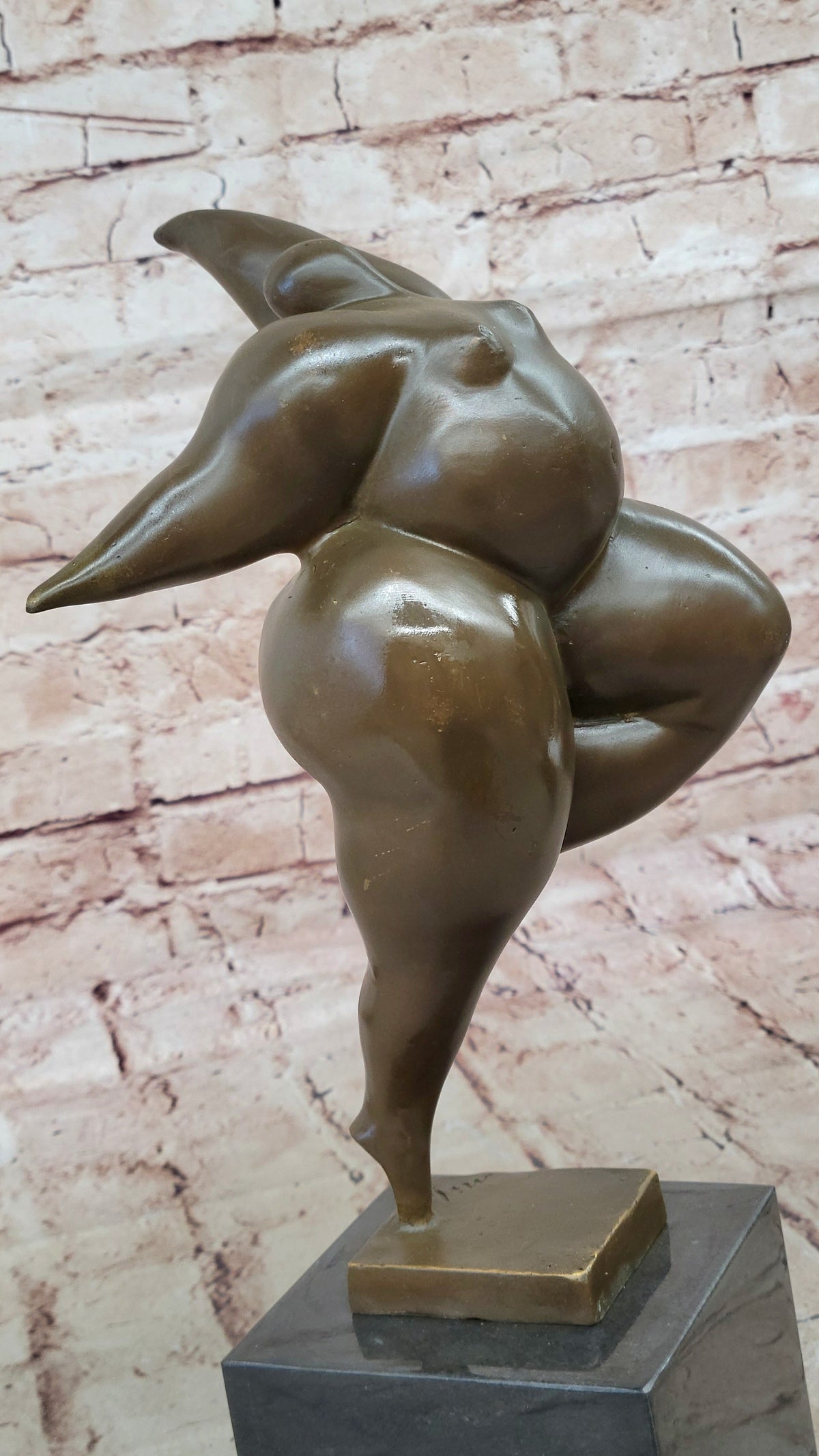 Abstract Bronze Female Acrobat Sculpture One-Leg Balance