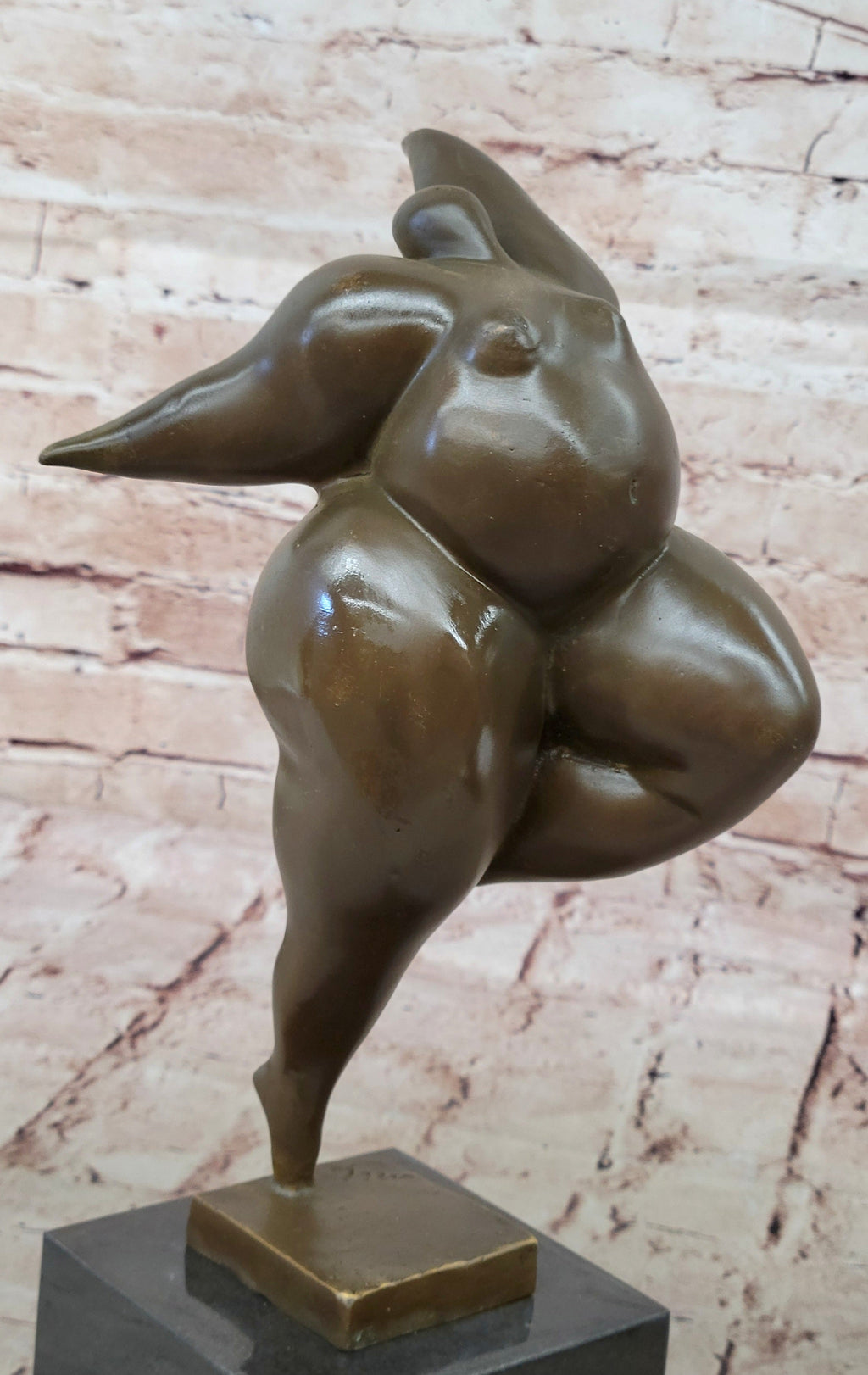 Abstract Bronze Female Acrobat Sculpture One-Leg Balance