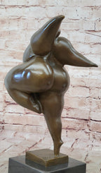 Abstract Bronze Female Acrobat Sculpture One-Leg Balance