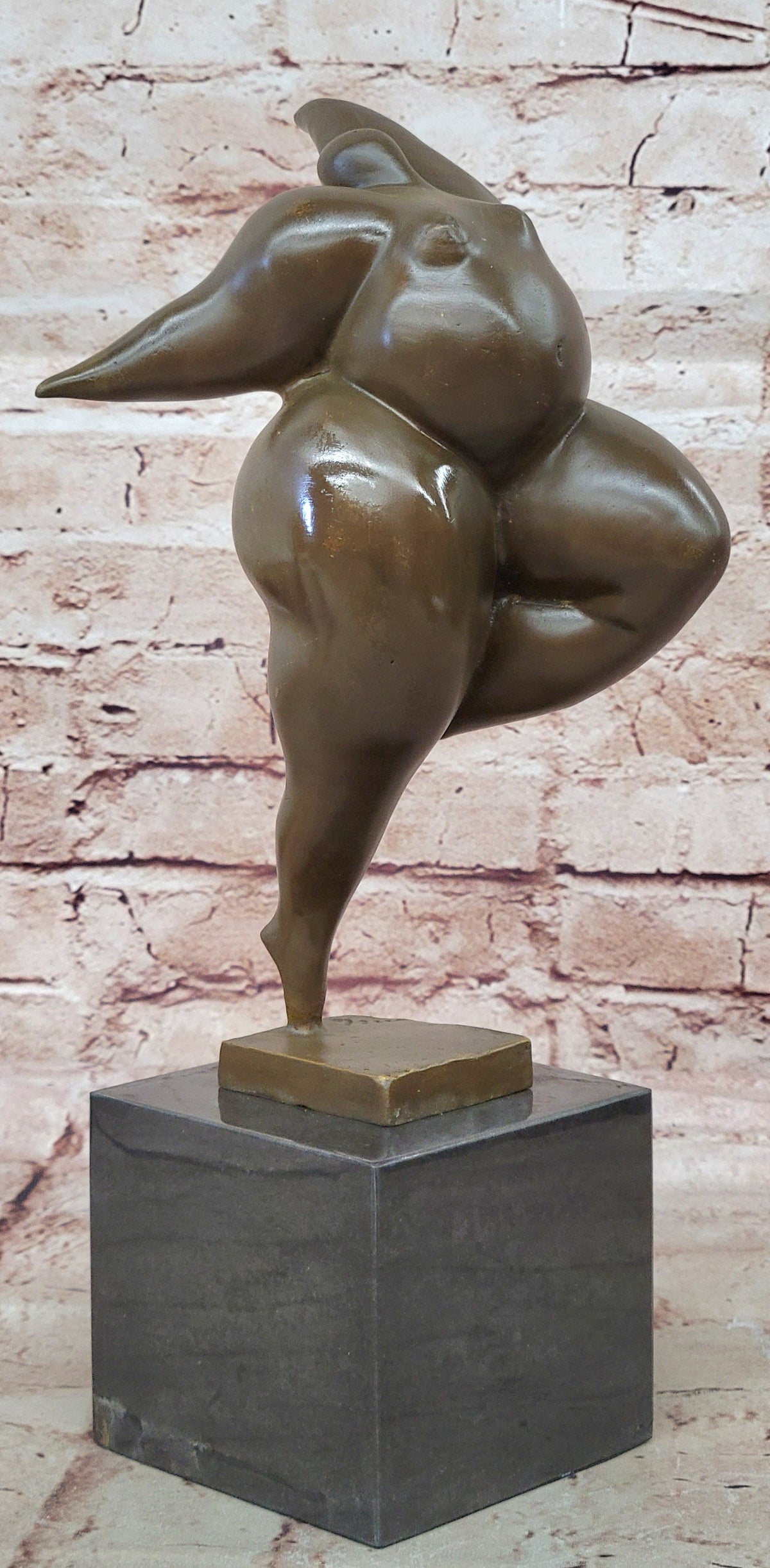 Abstract Bronze Female Acrobat Sculpture One-Leg Balance