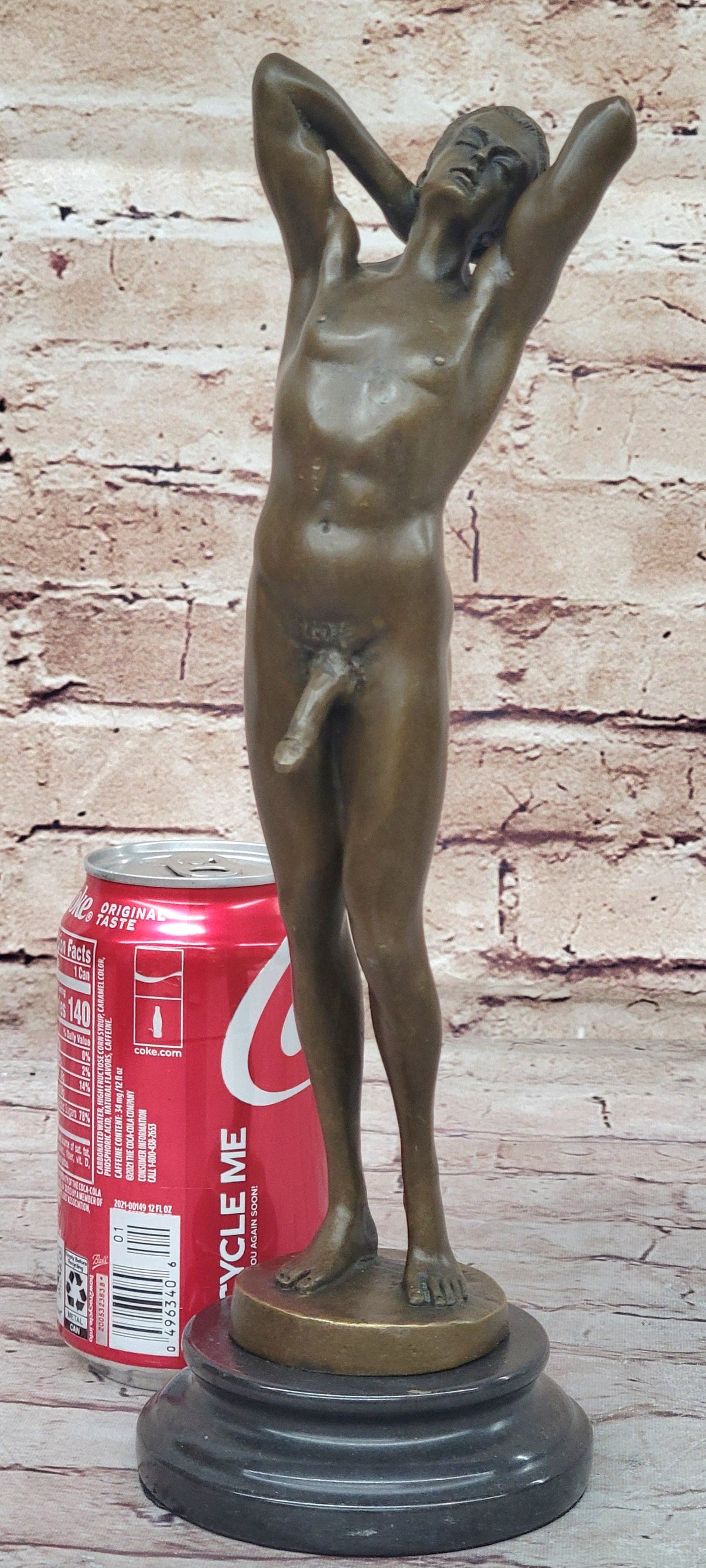 Nude Male Model Erect Penis Erotic Bronze Statue Sculpture Signed Original Gay Art
