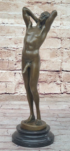 Nude Male Model Erect Penis Erotic Bronze Statue Sculpture Signed Original Gay Art