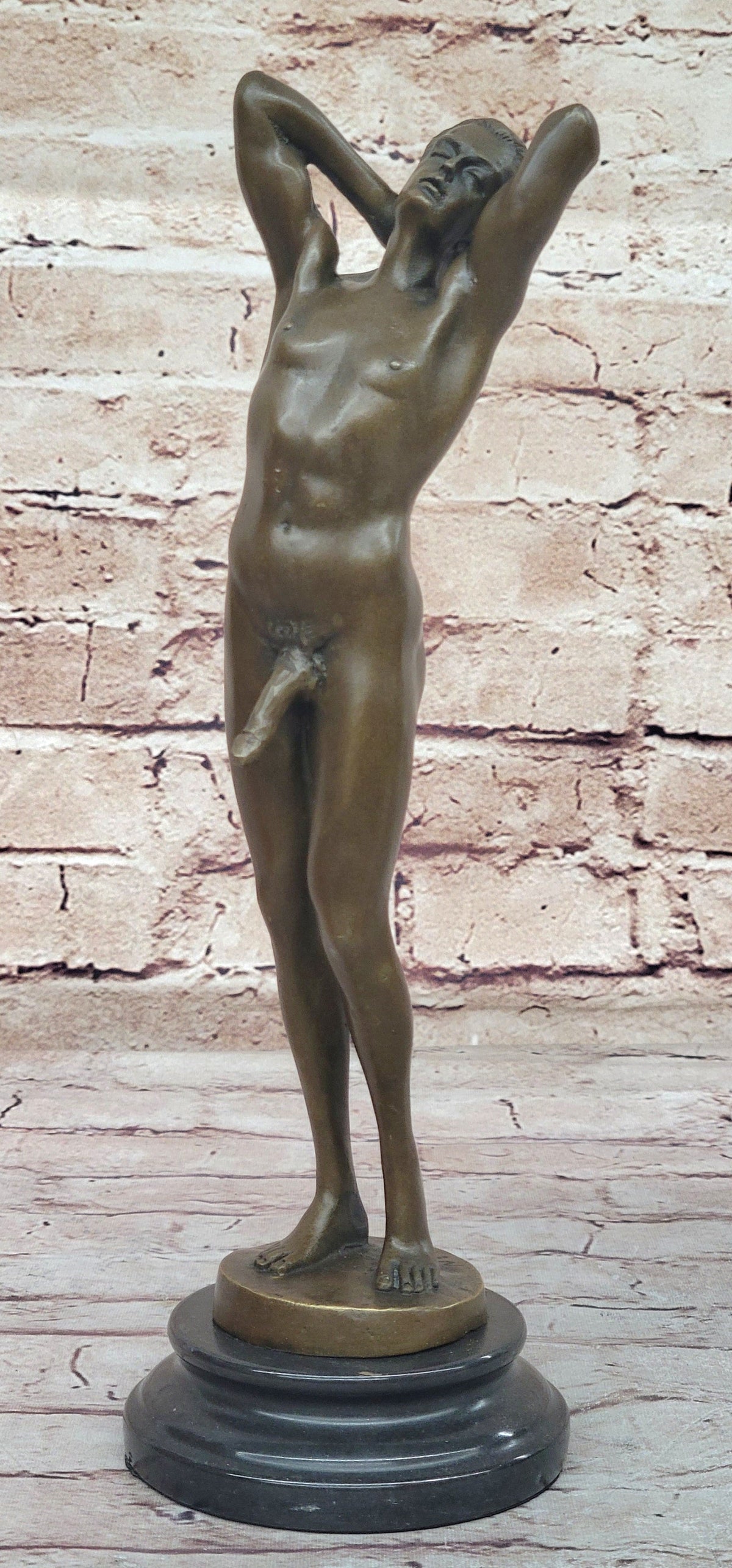 Nude Male Model Erect Penis Erotic Bronze Statue Sculpture Signed Original Gay Art