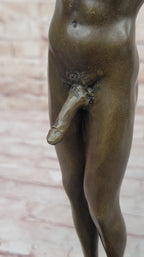 Nude Male Model Erect Penis Erotic Bronze Statue Sculpture Signed Original Gay Art