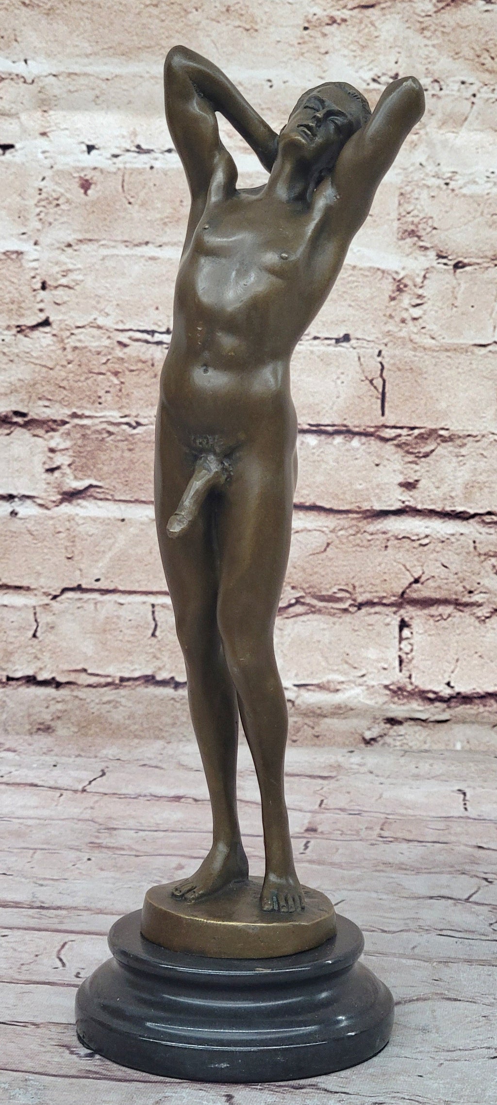 Nude Male Model Erect Penis Erotic Bronze Statue Sculpture Signed Original Gay Art