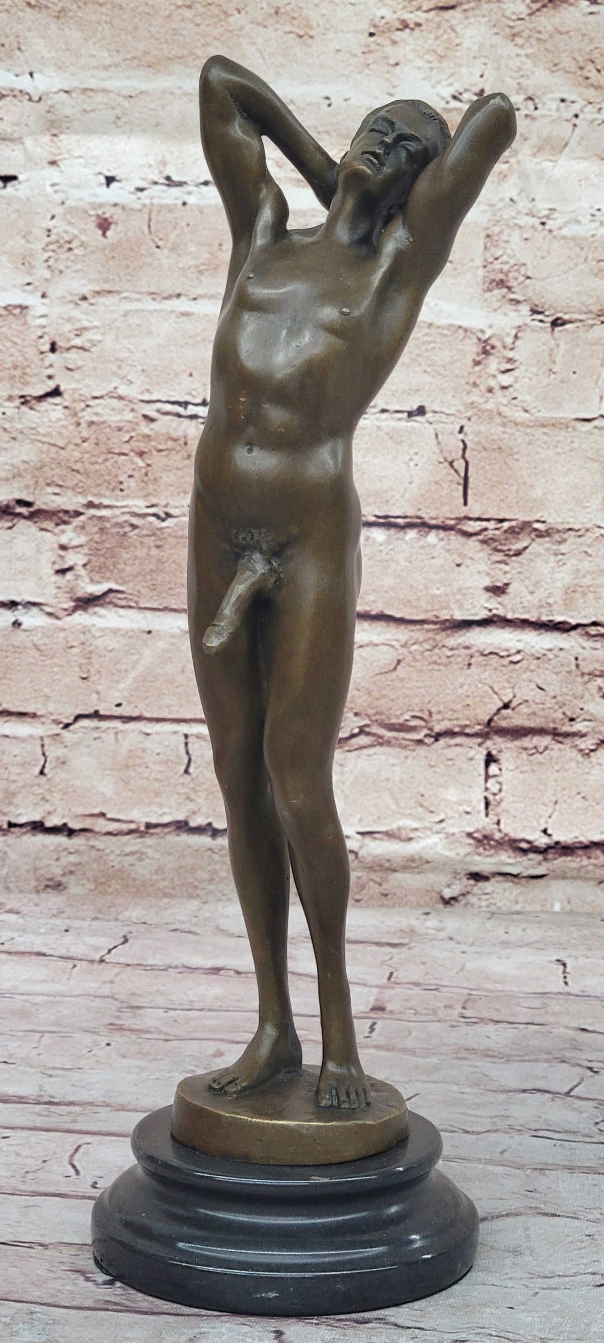 Nude Male Model Erect Penis Erotic Bronze Statue Sculpture Signed Original Gay Art