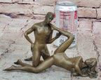 Two Piece Erotic Bronze Figurine Set Couple Sex Intercourse Original Sculpture 5" x 9"