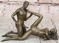 Two Piece Erotic Bronze Figurine Set Couple Sex Intercourse Original Sculpture 5" x 9"