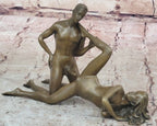 Two Piece Erotic Bronze Figurine Set Couple Sex Intercourse Original Sculpture 5" x 9"