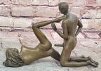 Two Piece Erotic Bronze Figurine Set Couple Sex Intercourse Original Sculpture 5" x 9"