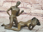 Two Piece Erotic Bronze Figurine Set Couple Sex Intercourse Original Sculpture 5" x 9"