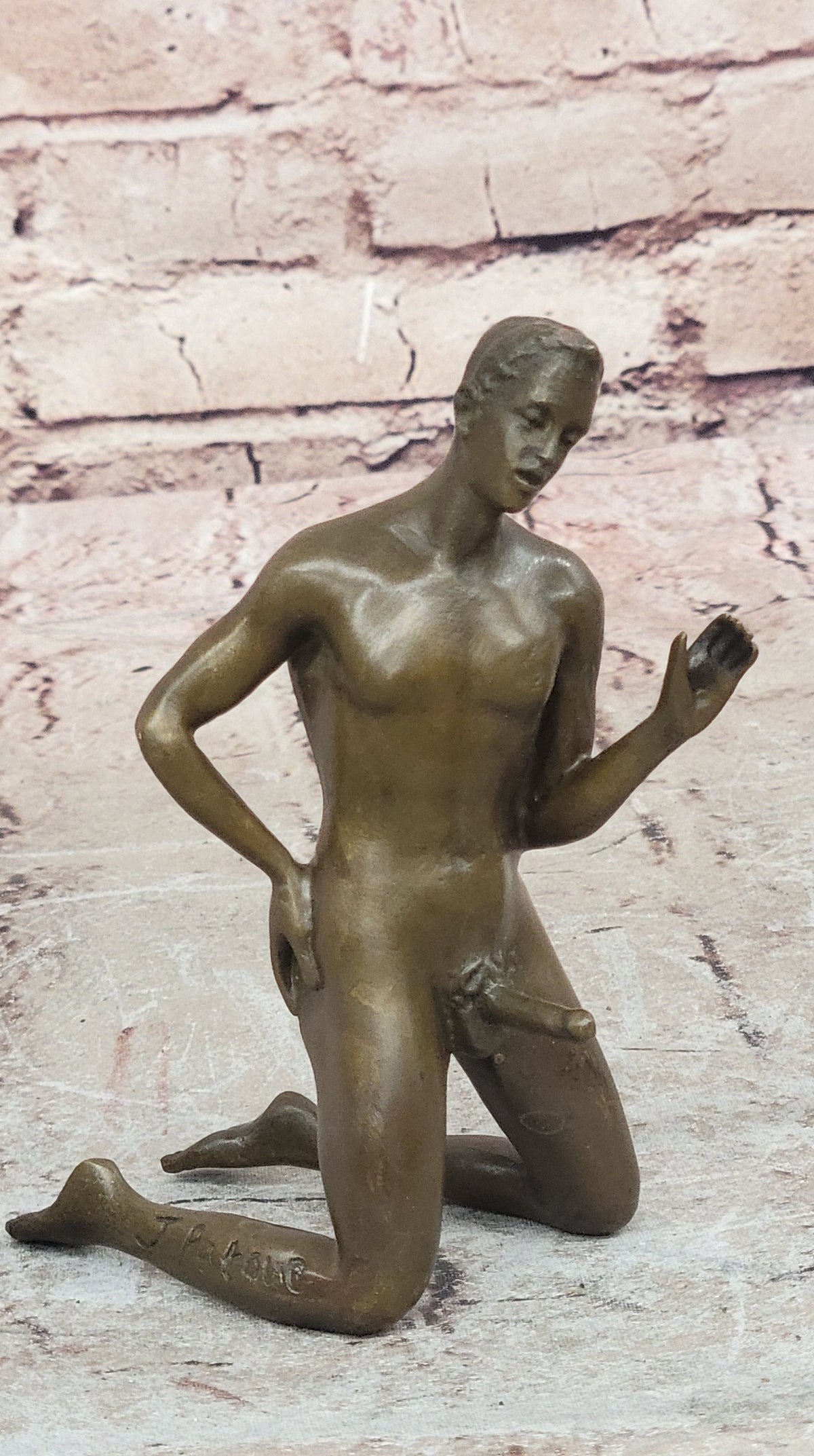 Two Piece Erotic Bronze Figurine Set Couple Sex Intercourse Original Sculpture 5" x 9"