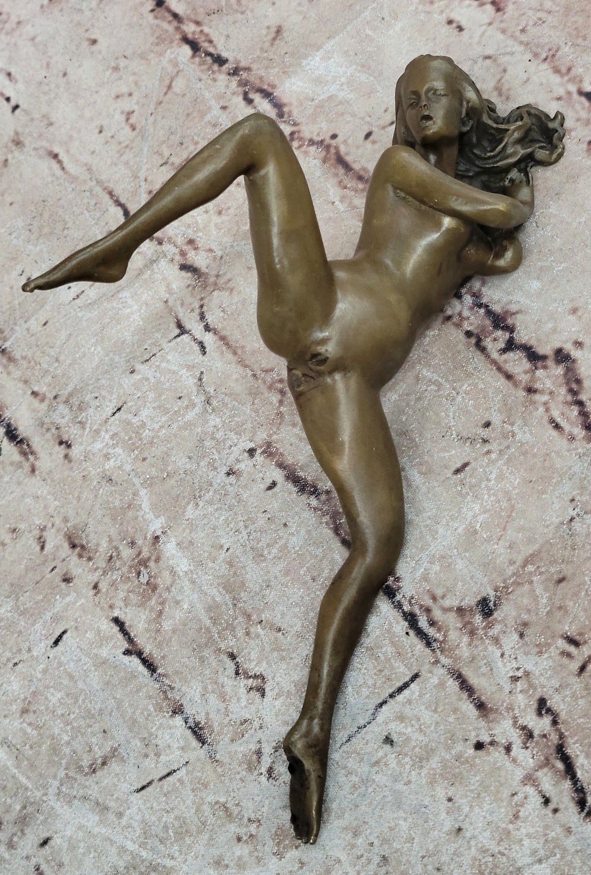 Two Piece Erotic Bronze Figurine Set Couple Sex Intercourse Original Sculpture 5" x 9"