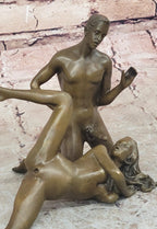 Two Piece Erotic Bronze Figurine Set Couple Sex Intercourse Original Sculpture 5" x 9"