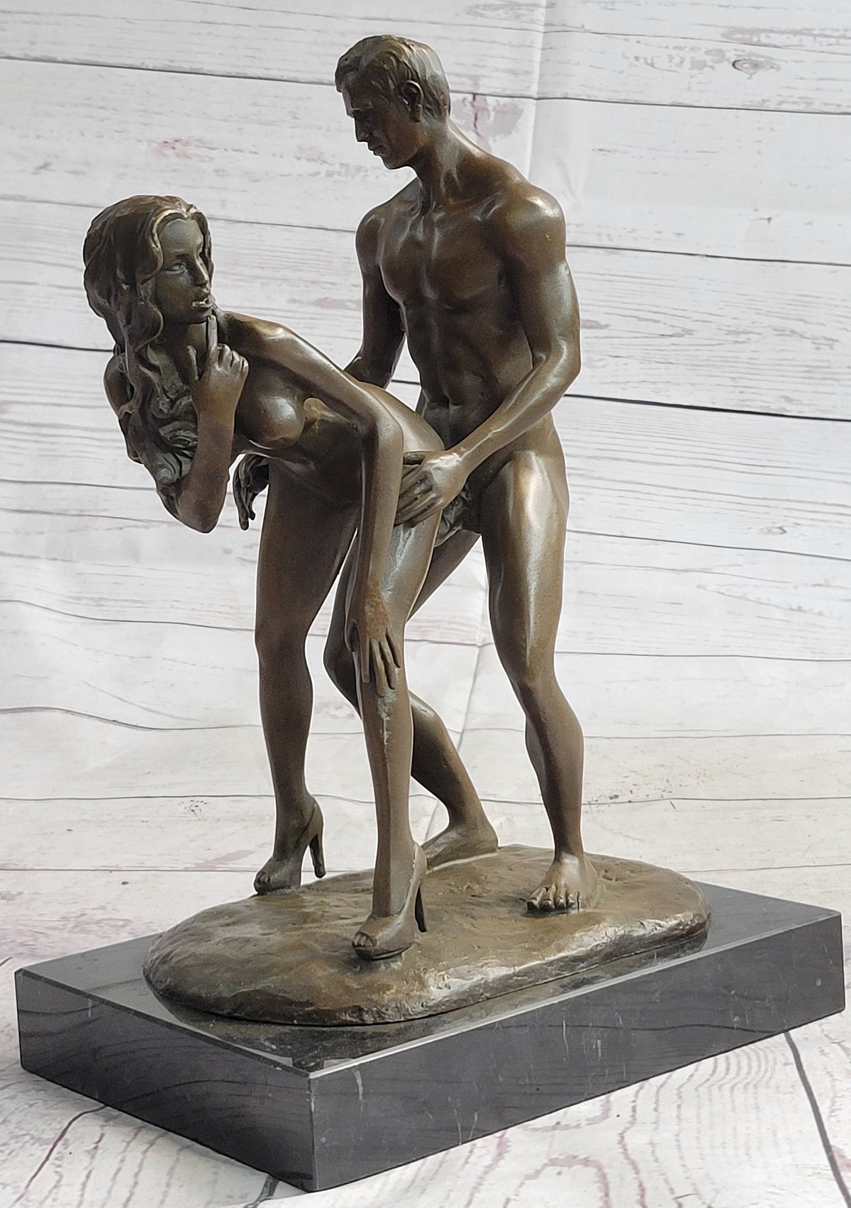 Standing Doggystyle Erotic Nude Bronze Sexual Sculpture Statue by J. Mavchi