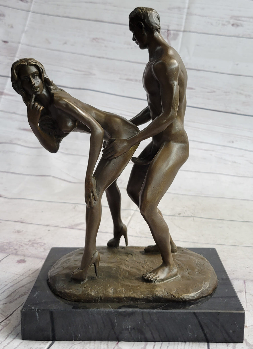 Standing Doggystyle Erotic Nude Bronze Sexual Sculpture Statue by J. Mavchi