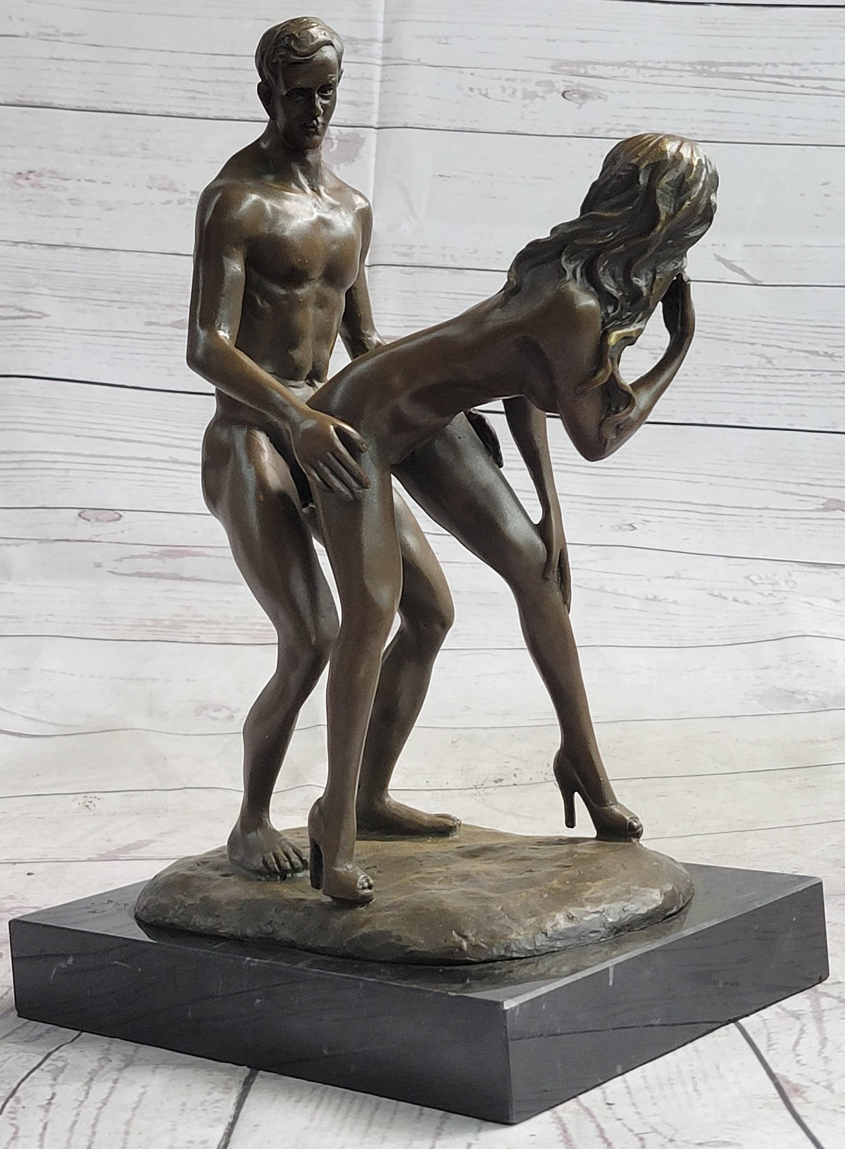 Standing Doggystyle Erotic Nude Bronze Sexual Sculpture Statue by J. Mavchi