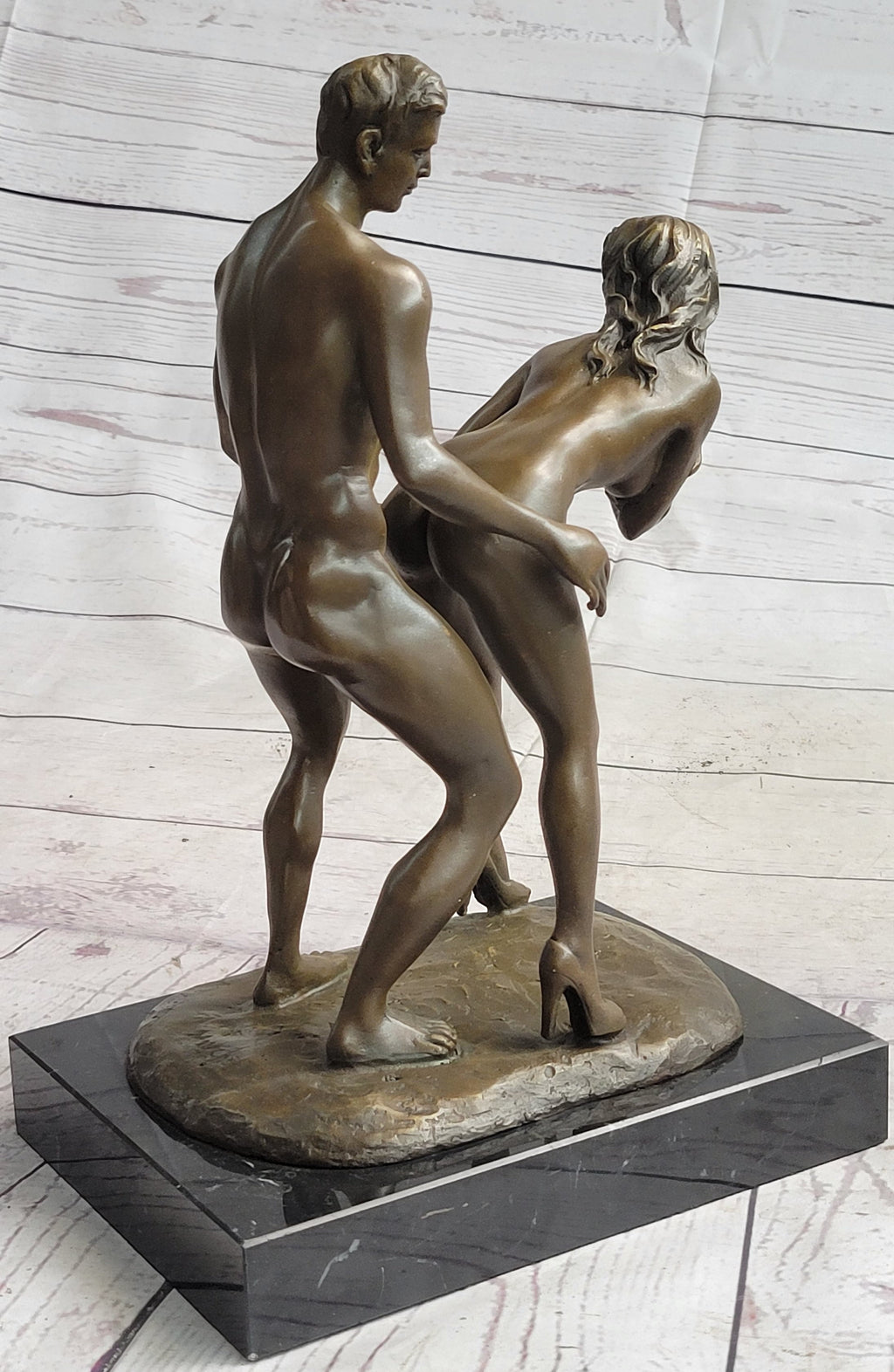 Standing Doggystyle Erotic Nude Bronze Sexual Sculpture Statue by J. Mavchi