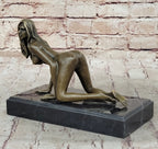 Erotic Nude Girl Crawling On Hands Knees Bronze Statue Sculpture Original Art 6" x 9"