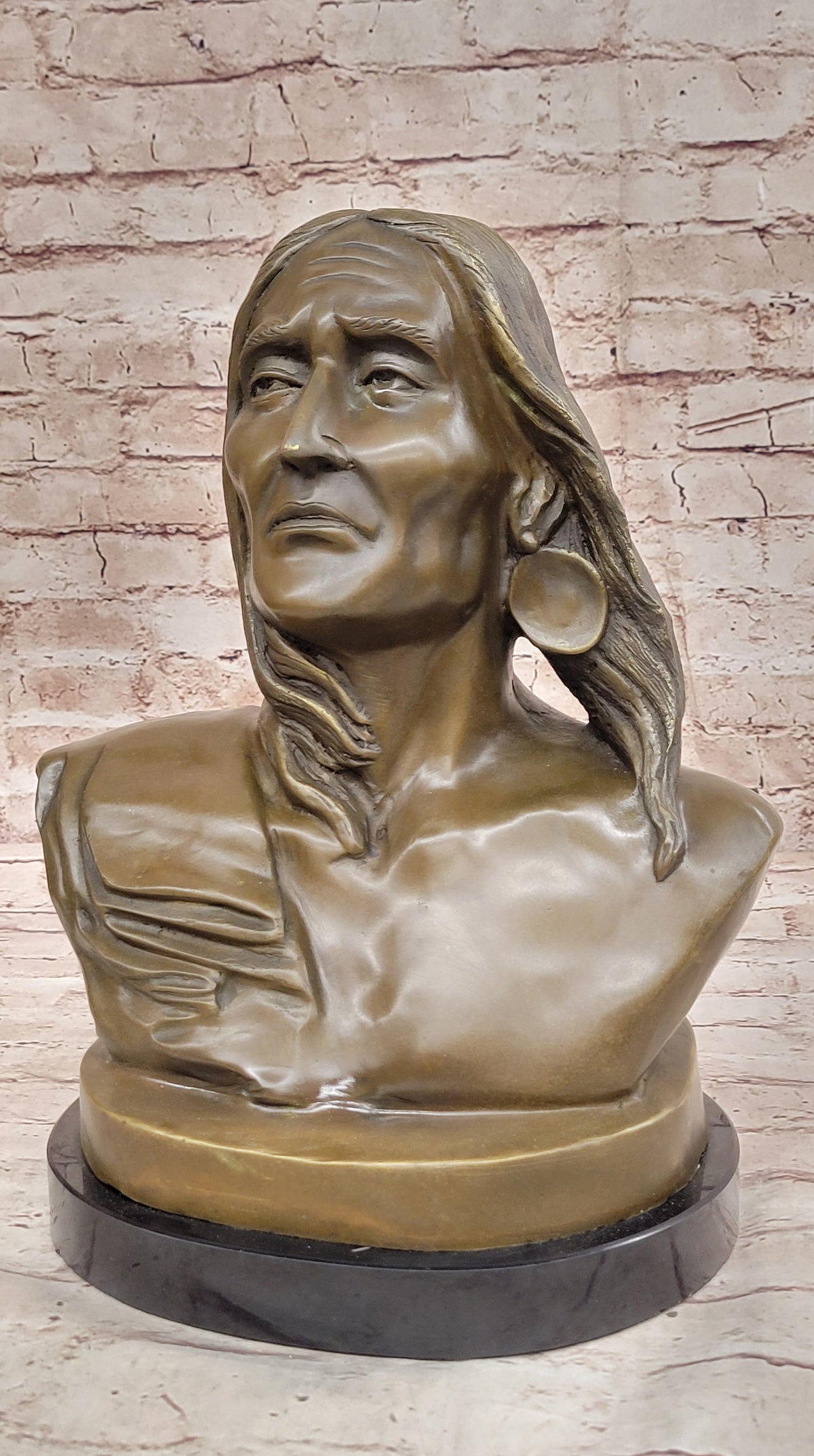 Signed Original Artwork by Milo Native American Chief Bronze Sculpture Bust