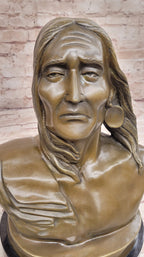 Signed Original Artwork by Milo Native American Chief Bronze Sculpture Bust