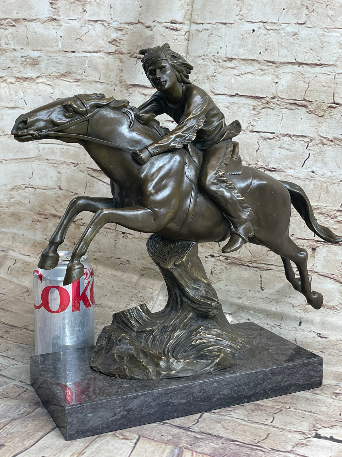 Bronze Sculpture by Antoine Bofill - Le dernier d’une race - Native American on Horse