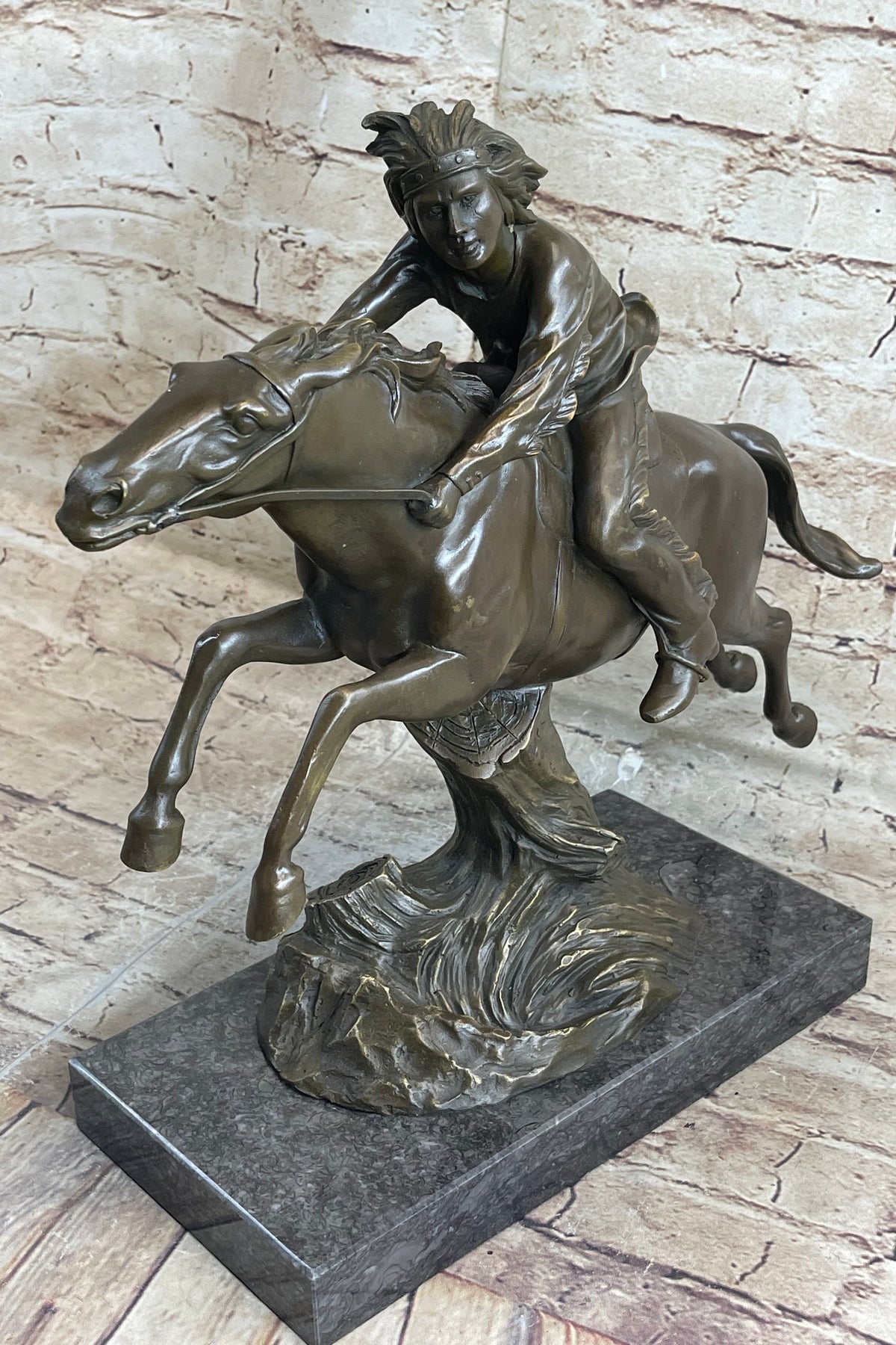Bronze Sculpture by Antoine Bofill - Le dernier d’une race - Native American on Horse