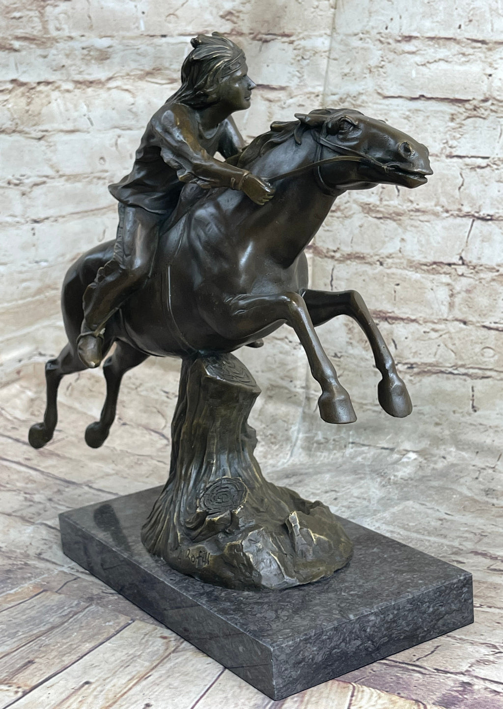 Bronze Sculpture by Antoine Bofill - Le dernier d’une race - Native American on Horse