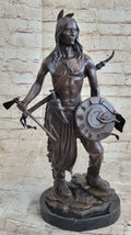 Native American Indian Warrior w/ Tomahawk - Bronze Metal Statue Sculpture Art
