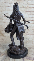 Native American Indian Warrior w/ Tomahawk - Bronze Metal Statue Sculpture Art