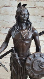 Native American Indian Warrior w/ Tomahawk - Bronze Metal Statue Sculpture Art