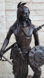 Native American Indian Warrior w/ Tomahawk - Bronze Metal Statue Sculpture Art