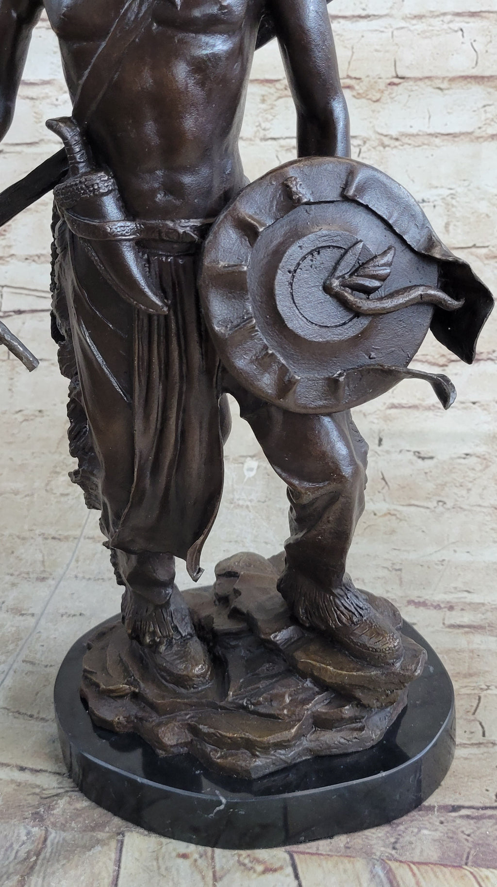 Native American Indian Warrior w/ Tomahawk - Bronze Metal Statue Sculpture Art