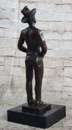 Erotic Gay Cowboy Exposed Bronze Statue Sculpture Figure Figurine Marble Base 12" x 4"