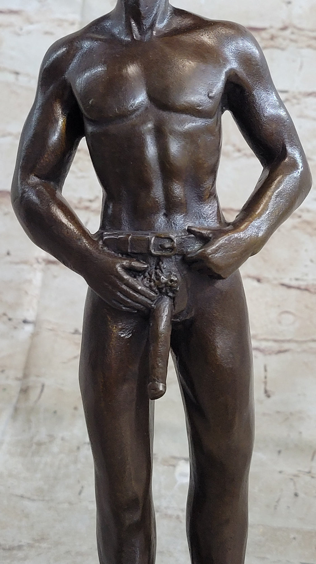 Erotic Gay Cowboy Exposed Bronze Statue Sculpture Figure Figurine Marble Base 12" x 4"