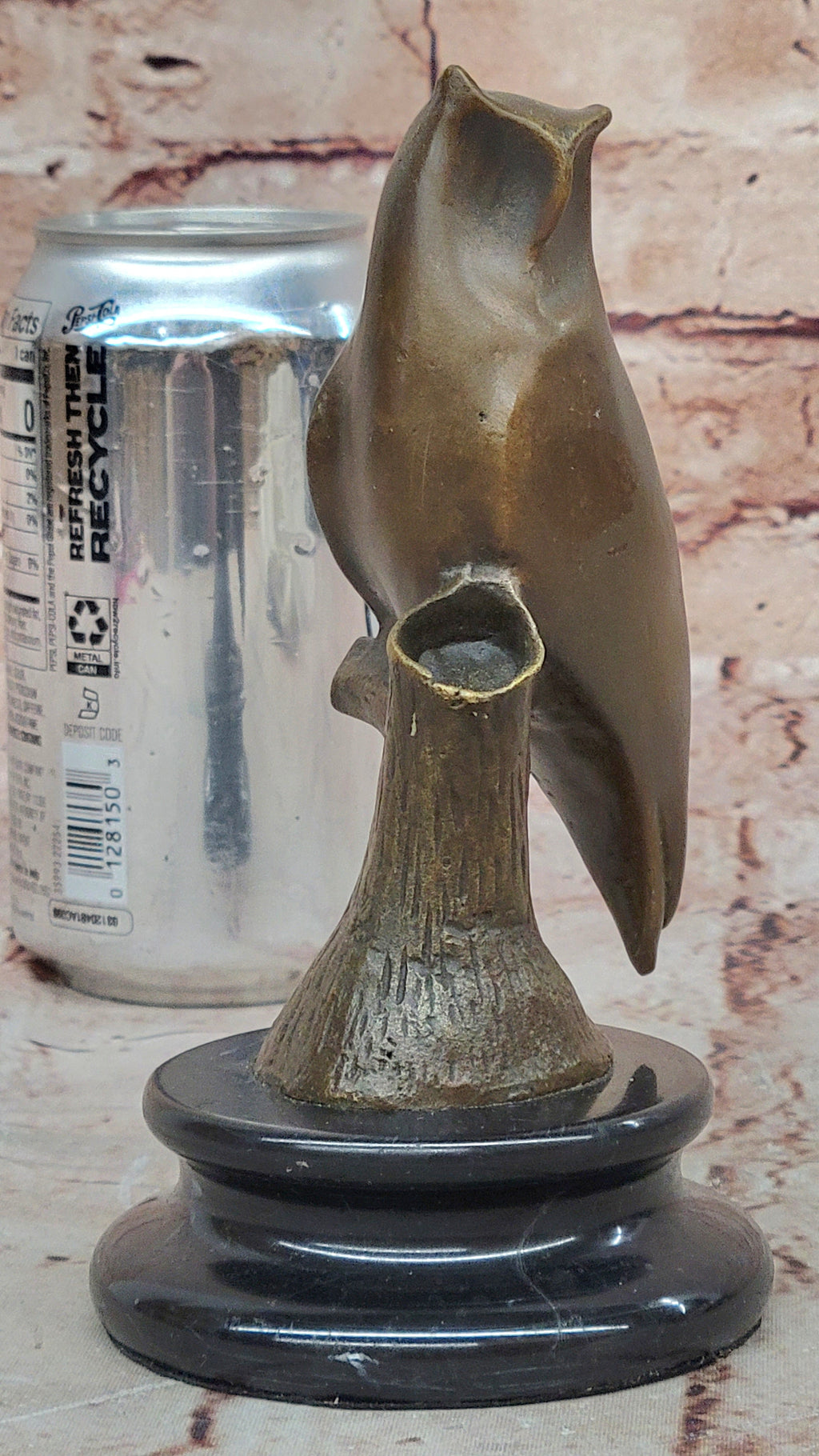Modern Abstract Bronze Owl Sculpture on Marble Base by Milo