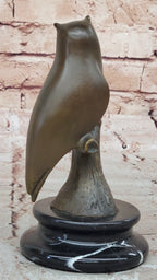 Modern Abstract Bronze Owl Sculpture on Marble Base by Milo