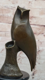 Modern Abstract Bronze Owl Sculpture on Marble Base by Milo