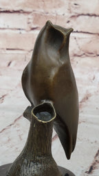 Modern Abstract Bronze Owl Sculpture on Marble Base by Milo