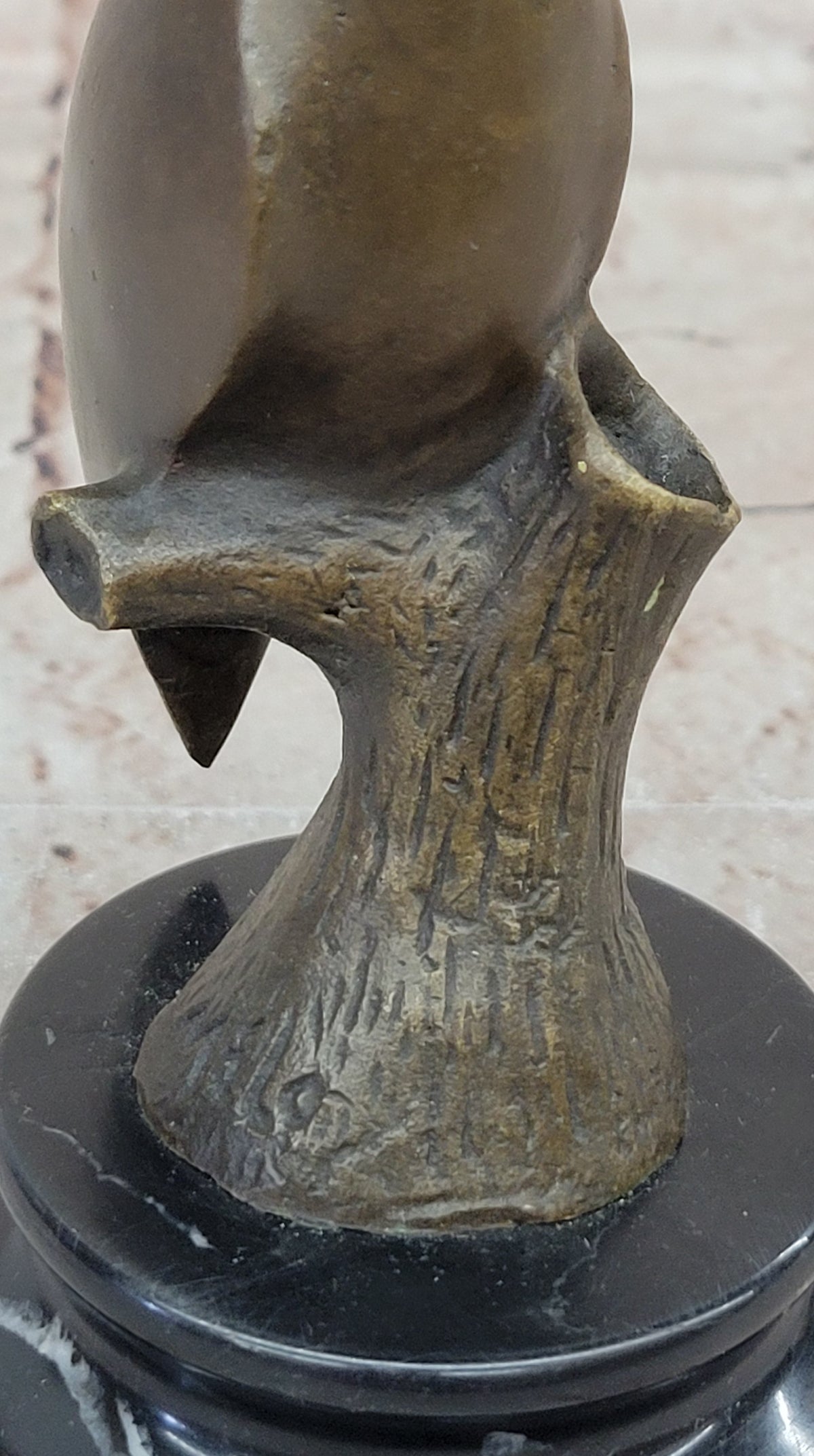 Modern Abstract Bronze Owl Sculpture on Marble Base by Milo