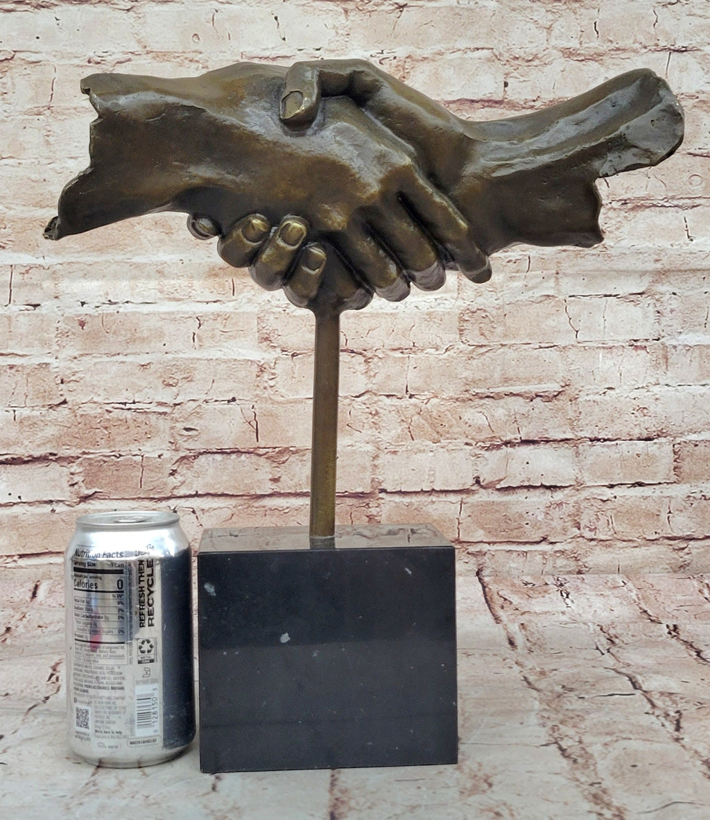 Handshake Friendship Surreal Abstract Bronze Statue Sculpture Marble Base Dali 15" x 14"