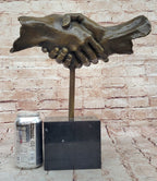 Handshake Friendship Surreal Abstract Bronze Statue Sculpture Marble Base Dali 15" x 14"