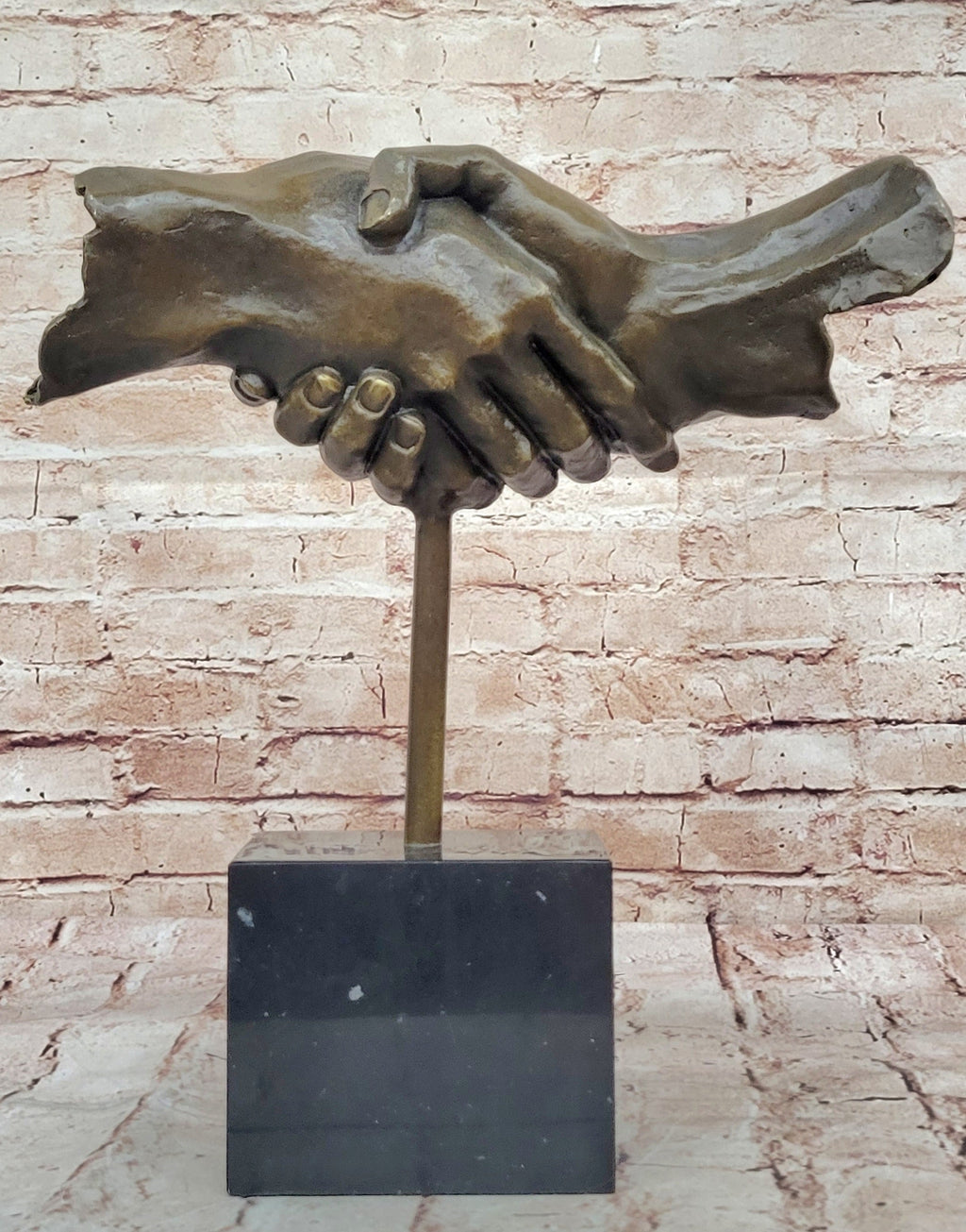 Handshake Friendship Surreal Abstract Bronze Statue Sculpture Marble Base Dali 15" x 14"