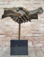 Handshake Friendship Surreal Abstract Bronze Statue Sculpture Marble Base Dali 15" x 14"