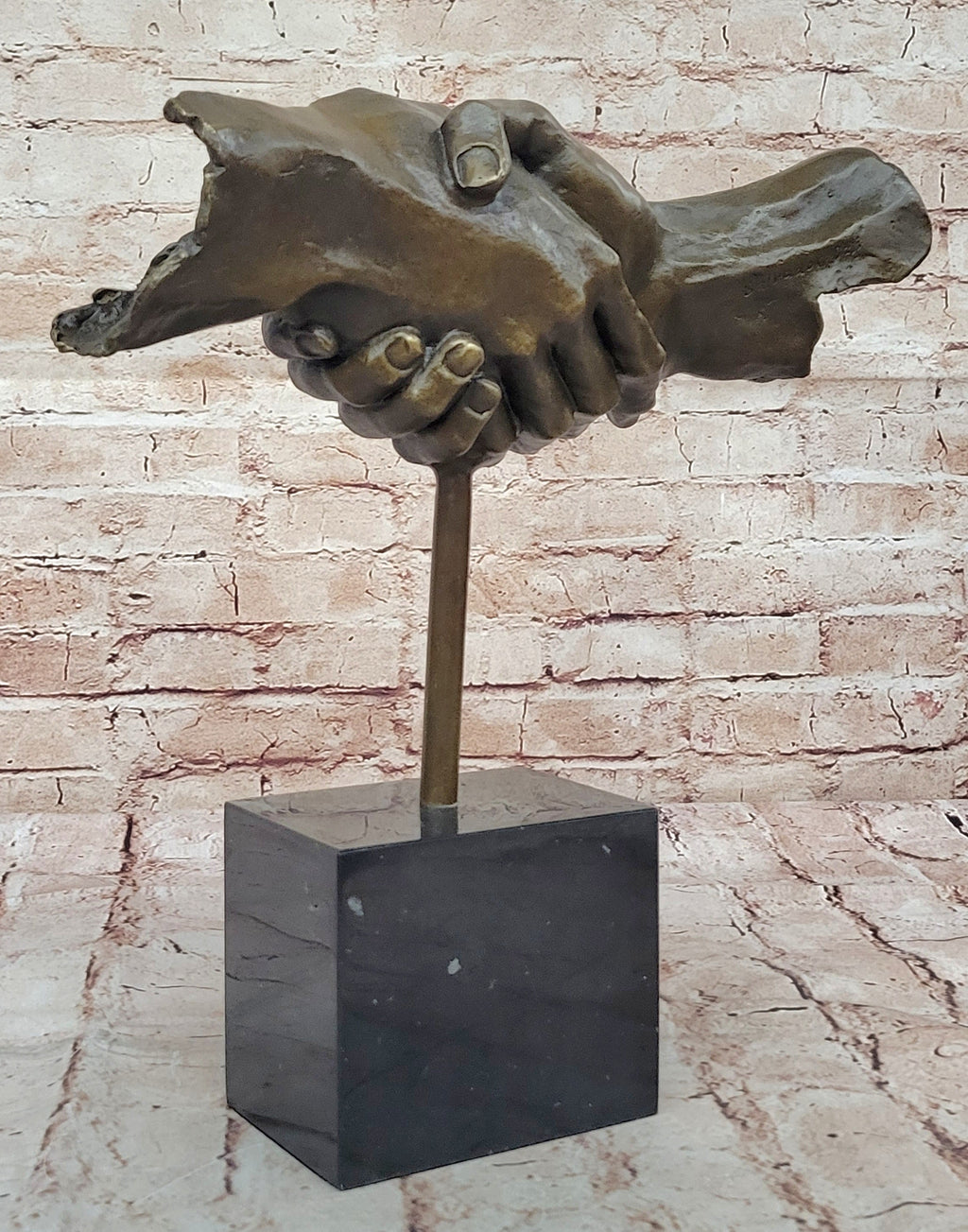 Handshake Friendship Surreal Abstract Bronze Statue Sculpture Marble Base Dali 15" x 14"